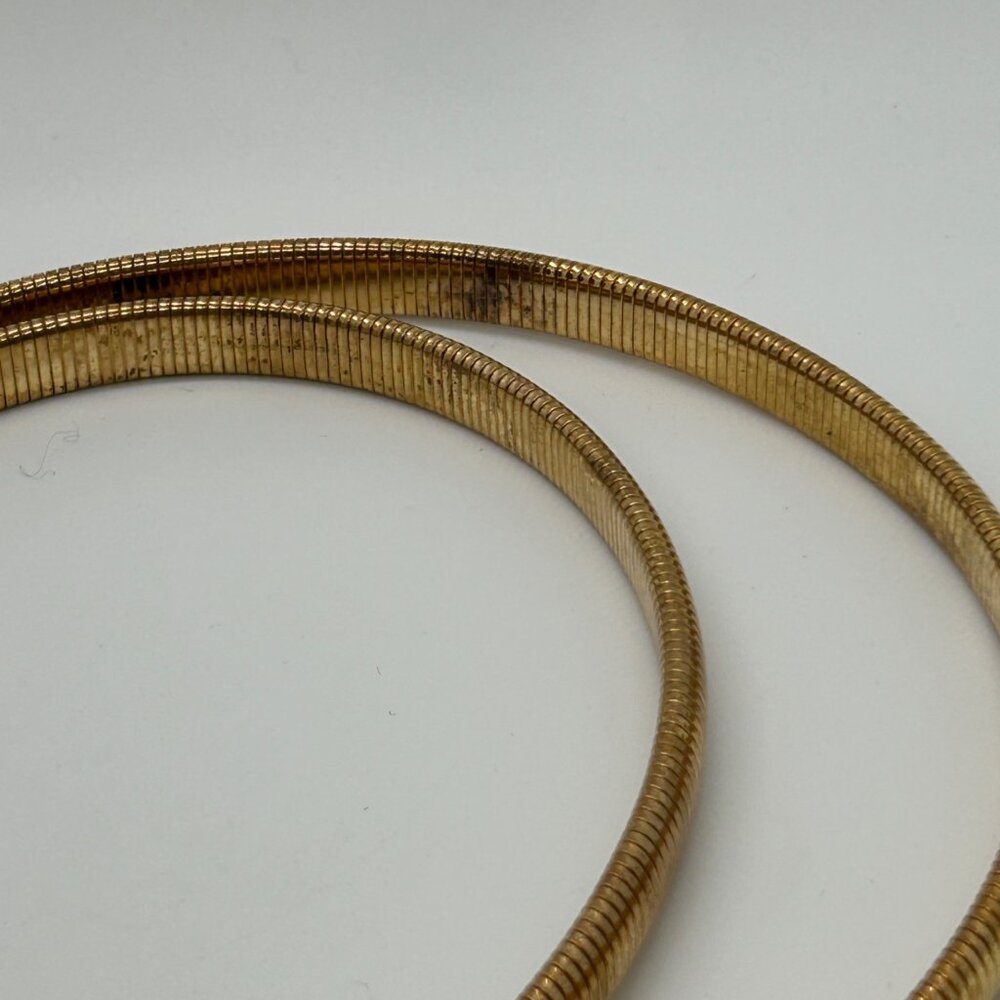 Vintage Snake Chain Stretch Belt Gold-tone Hammered Oval Buckle 80s Boho - Picture 6 of 15